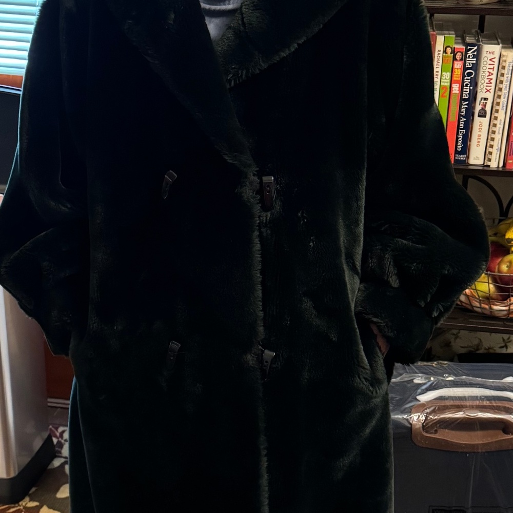Michel Alexis Faux Fur Green Coat